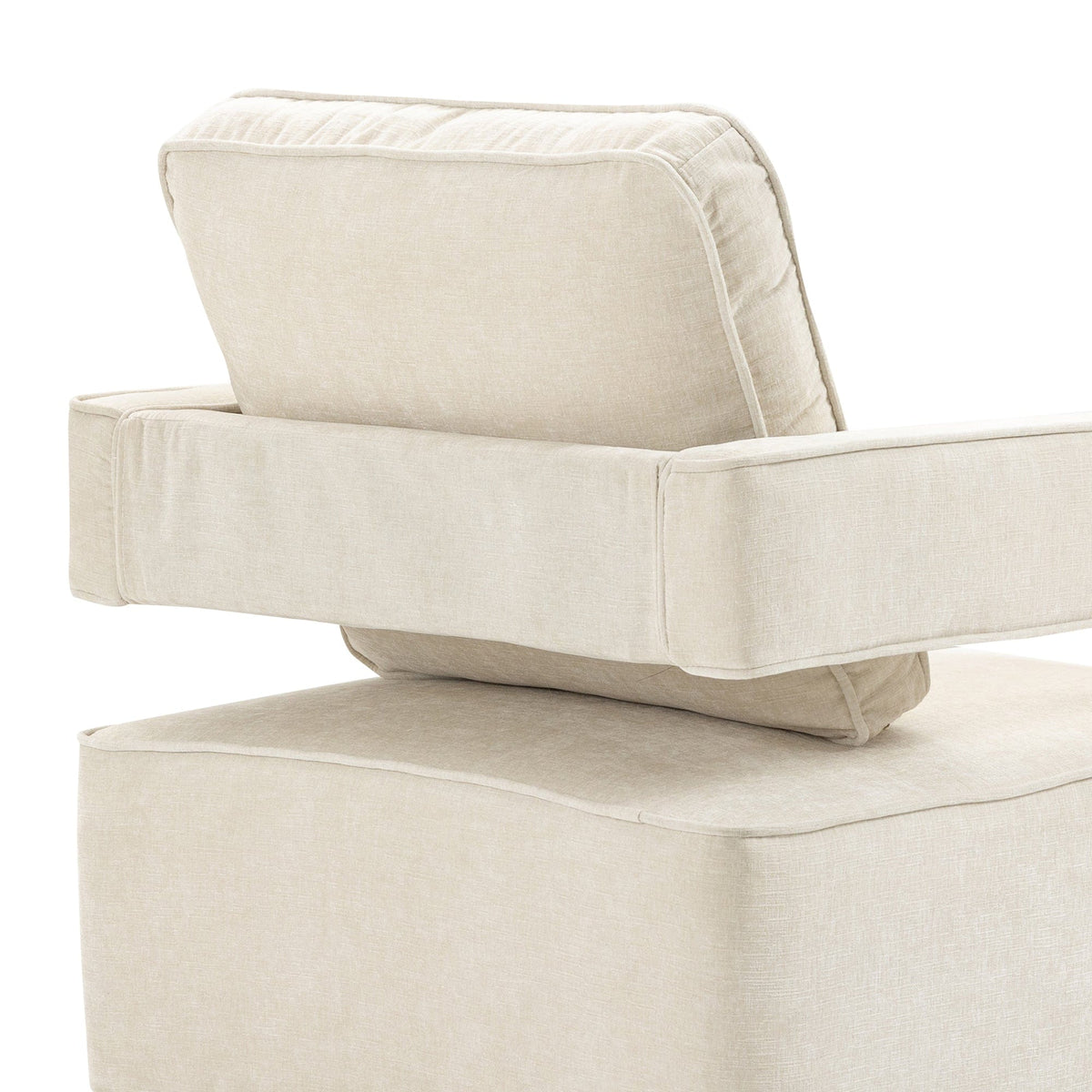 THE FURNITURE CO. Swivel Chair Open Back Beige Chenille Swivel Accent Chair With Gold Stainless Steel Base