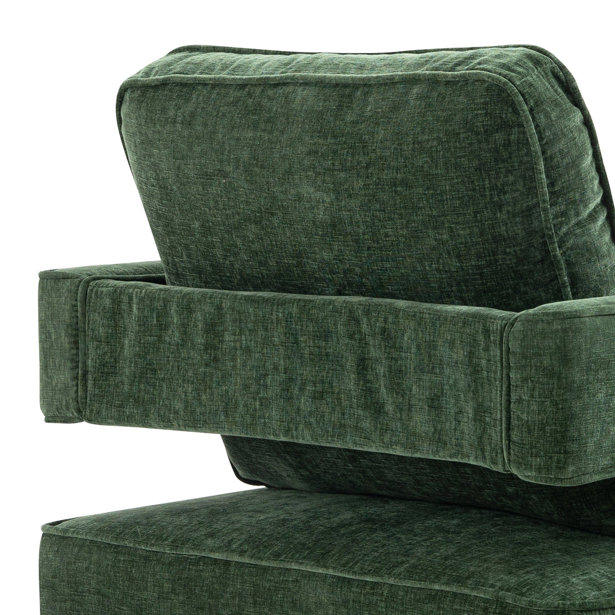 THE FURNITURE CO. Swivel Chair Open Back Chair Green Chenille Swivel Accent Chair With Gold Stainless Steel Base
