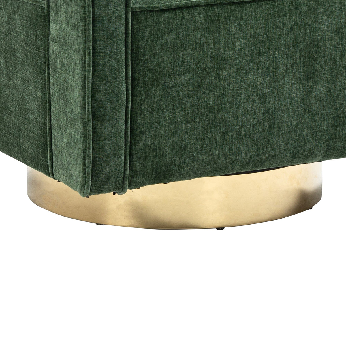 THE FURNITURE CO. Swivel Chair Open Back Chair Green Chenille Swivel Accent Chair With Gold Stainless Steel Base