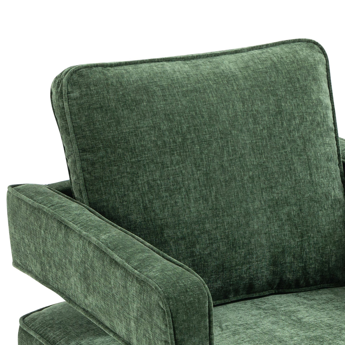 THE FURNITURE CO. Swivel Chair Open Back Chair Green Chenille Swivel Accent Chair With Gold Stainless Steel Base