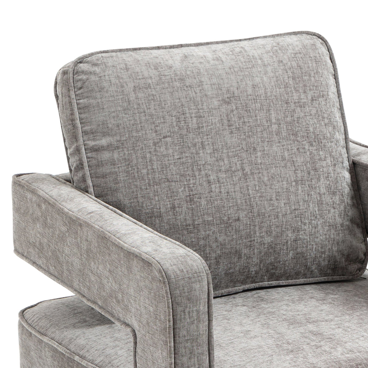 THE FURNITURE CO. Swivel Chair Open Back Gray Chenille Swivel Accent Chair With Gold Stainless Steel Base