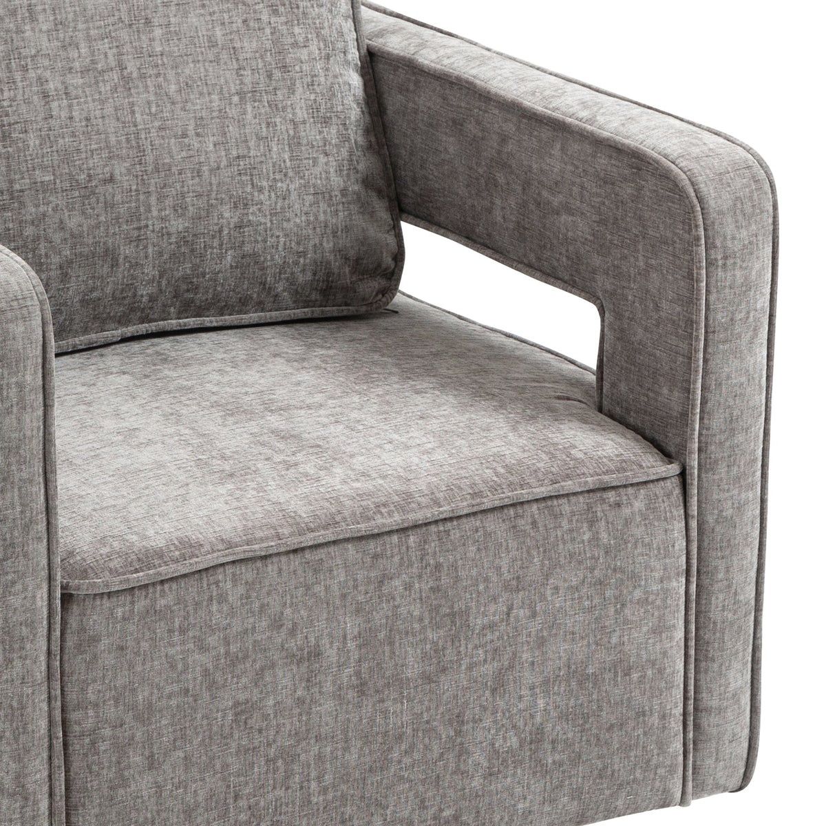 THE FURNITURE CO. Swivel Chair Open Back Gray Chenille Swivel Accent Chair With Gold Stainless Steel Base