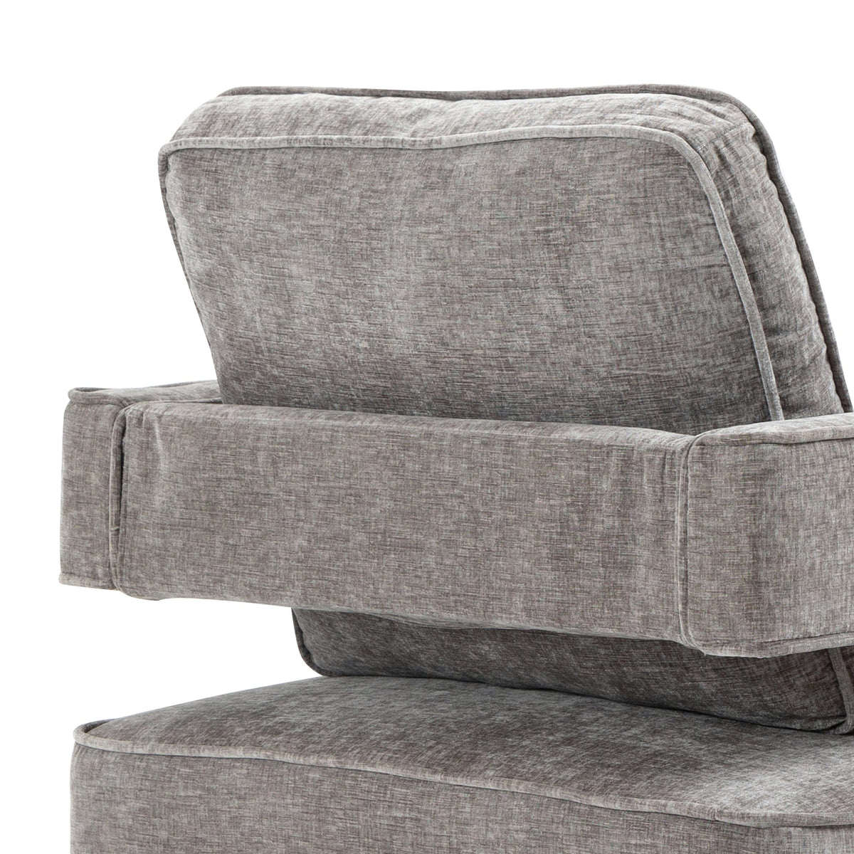 THE FURNITURE CO. Swivel Chair Open Back Gray Chenille Swivel Accent Chair With Gold Stainless Steel Base