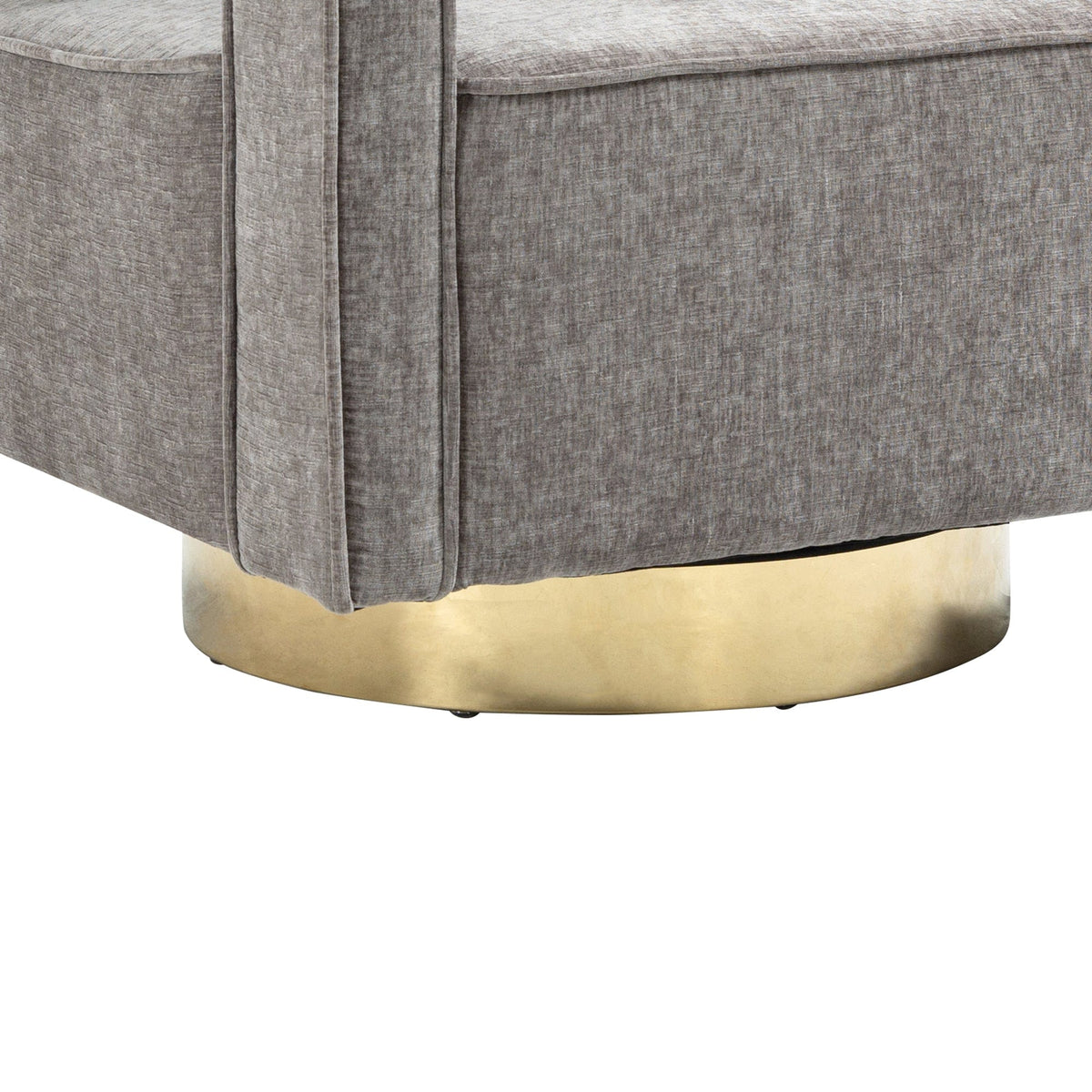 THE FURNITURE CO. Swivel Chair Open Back Gray Chenille Swivel Accent Chair With Gold Stainless Steel Base