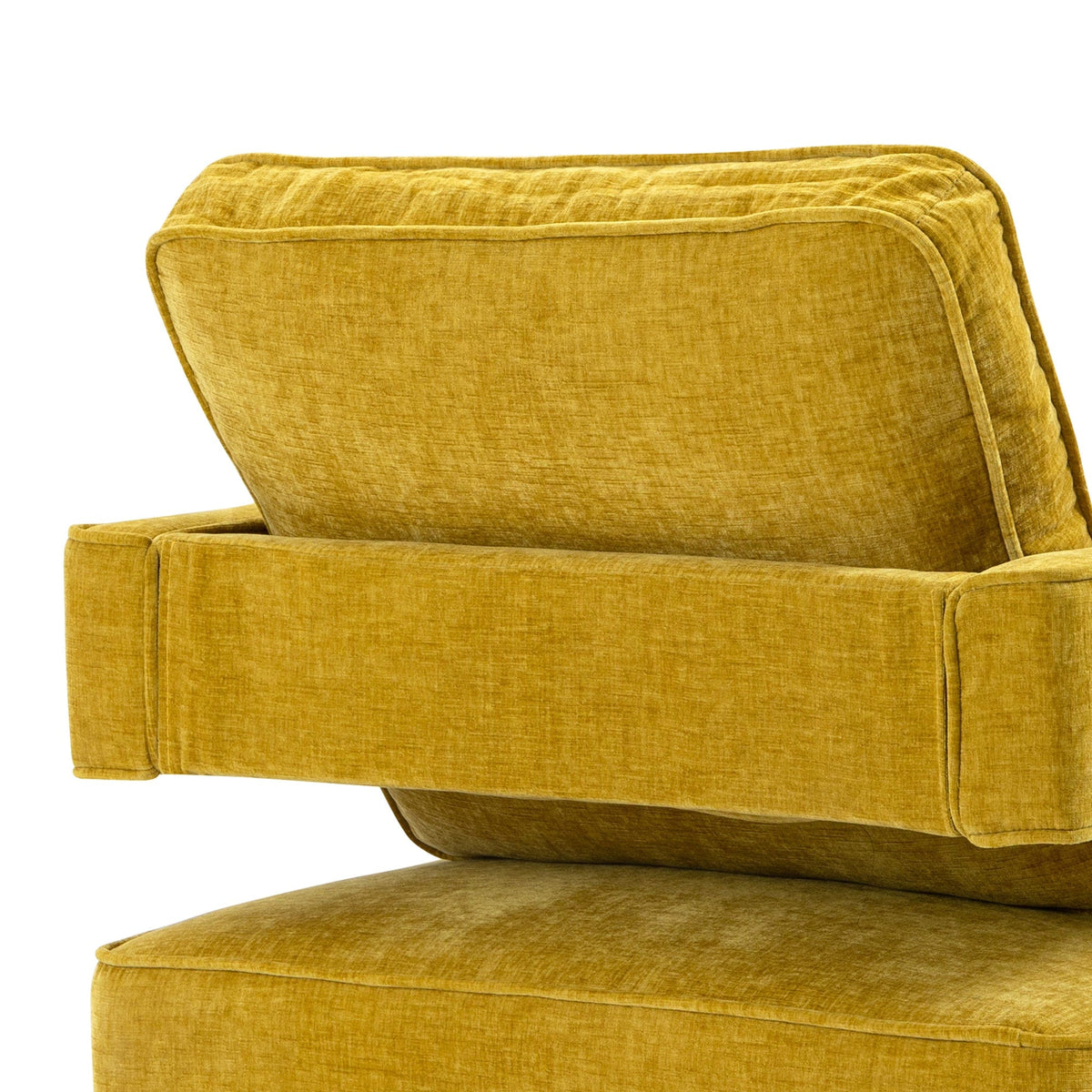 THE FURNITURE CO. Swivel Chair Open Back Mustard Chenille Swivel Accent Chair With Gold Stainless Steel Base