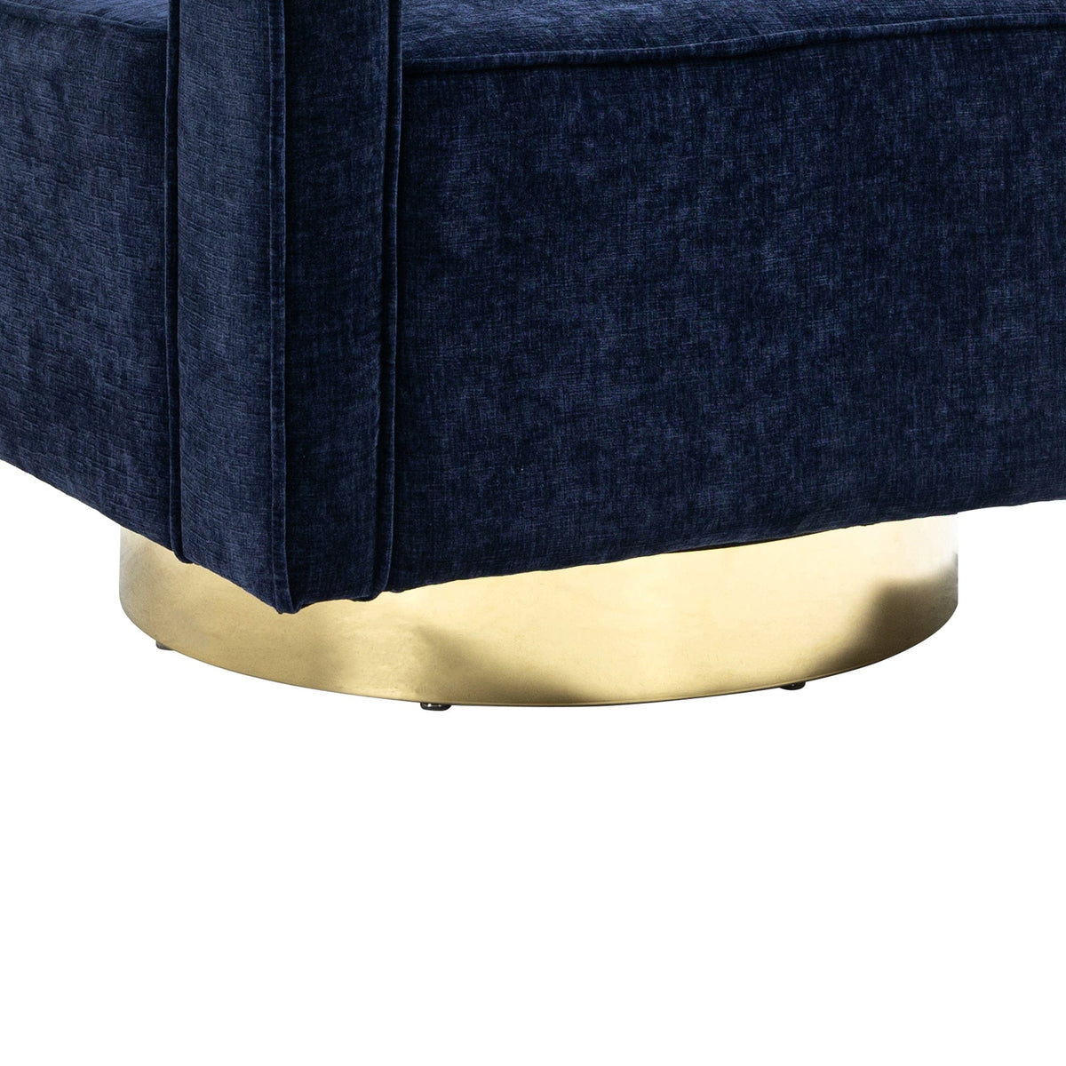 THE FURNITURE CO. Swivel Chair Open Back Navy Chenille Swivel Accent Chair With Gold Stainless Steel Base