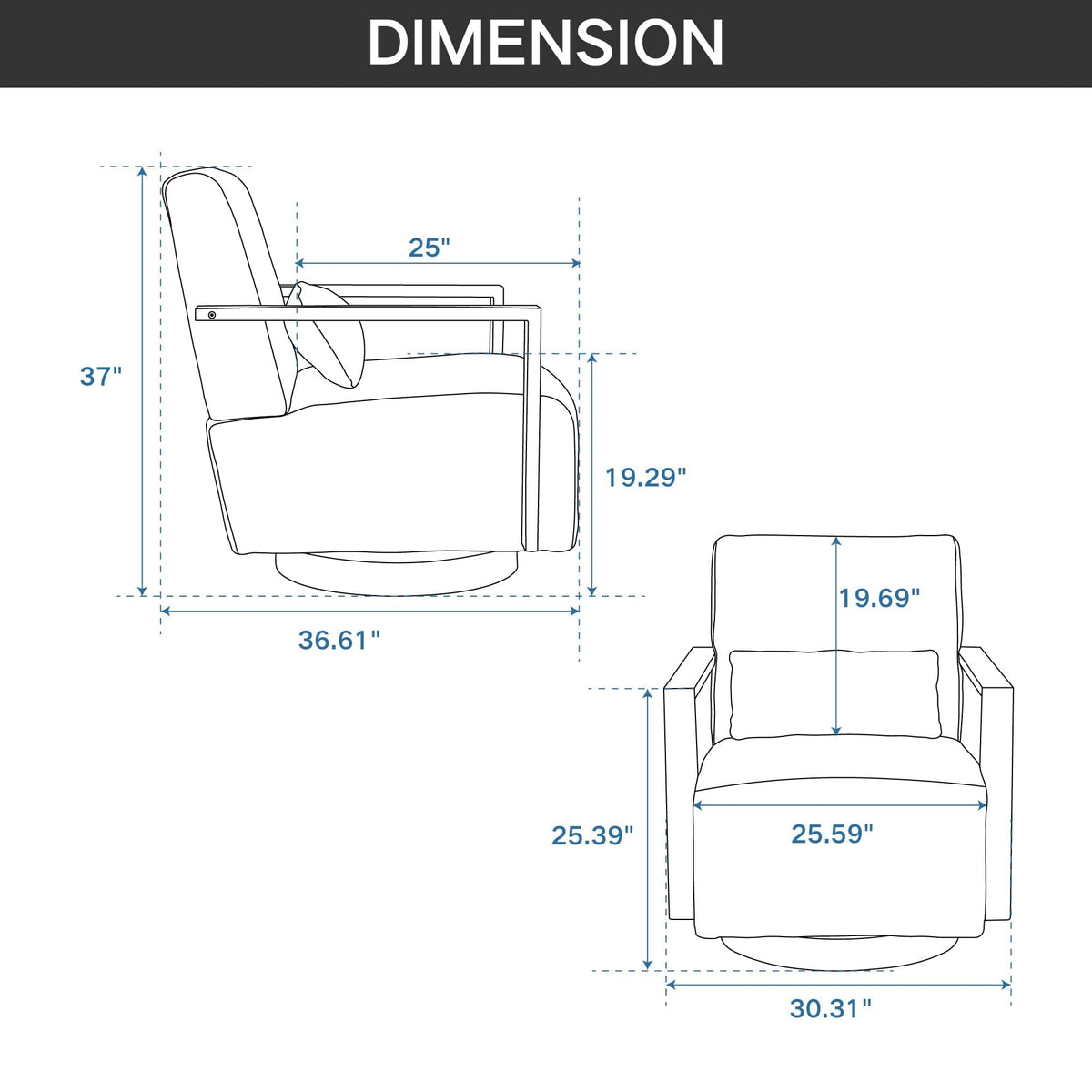 THE FURNITURE CO. Swivel Chair Pale Green Linen Blend Swivel Accent Chair