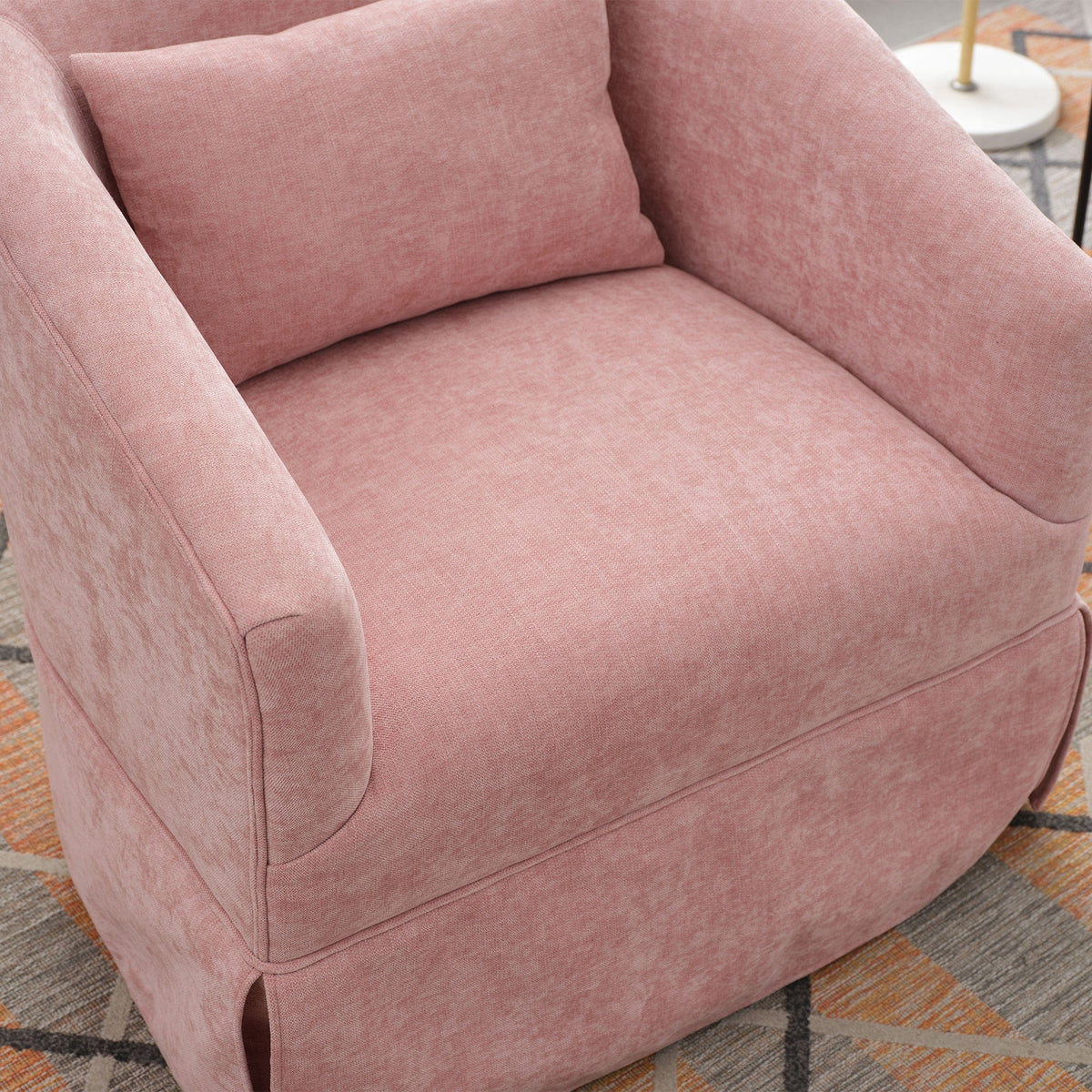 THE FURNITURE CO. Swivel Chair Pink Linen Blend Swivel Accent Armchair