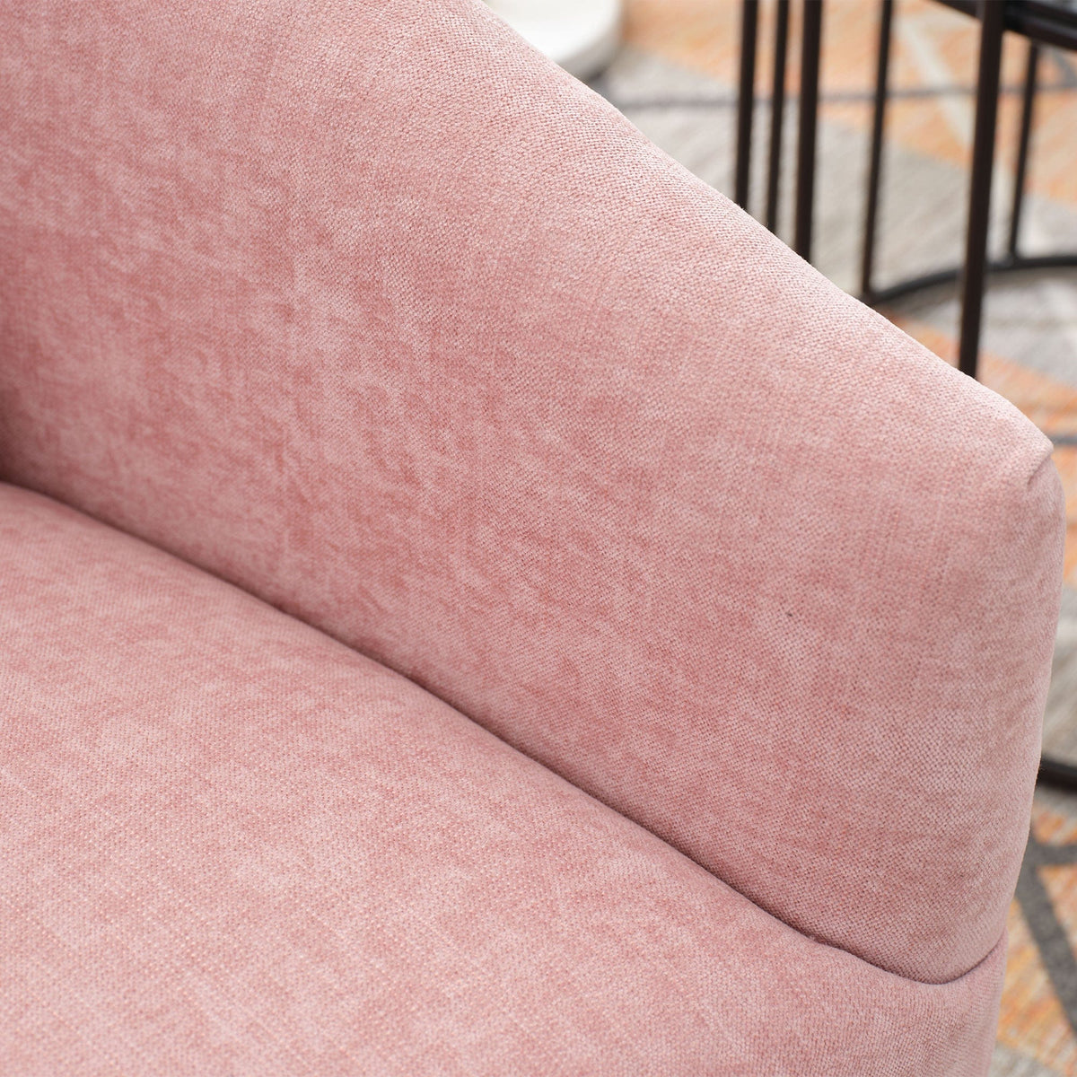 THE FURNITURE CO. Swivel Chair Pink Linen Blend Swivel Accent Armchair