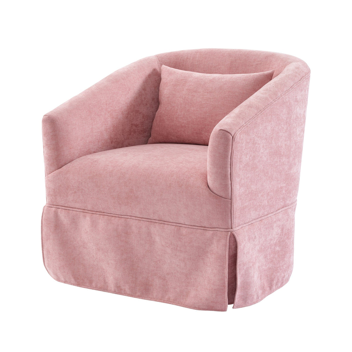 THE FURNITURE CO. Swivel Chair Pink Linen Blend Swivel Accent Armchair