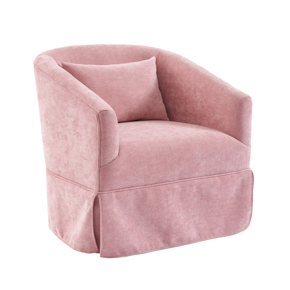 THE FURNITURE CO. Swivel Chair Pink Linen Blend Swivel Accent Armchair
