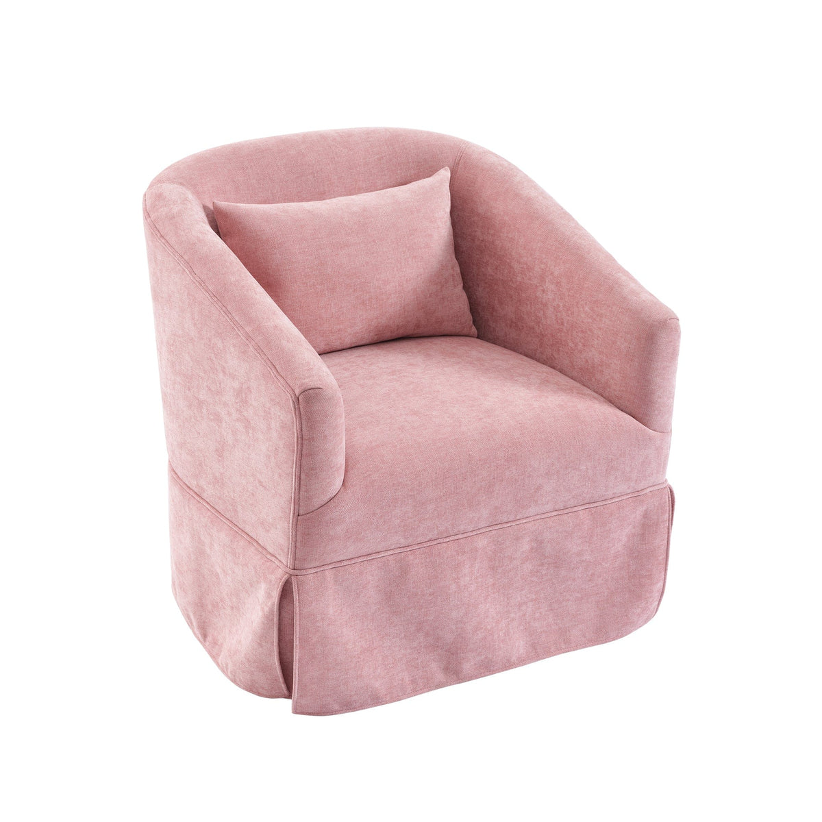 THE FURNITURE CO. Swivel Chair Pink Linen Blend Swivel Accent Armchair