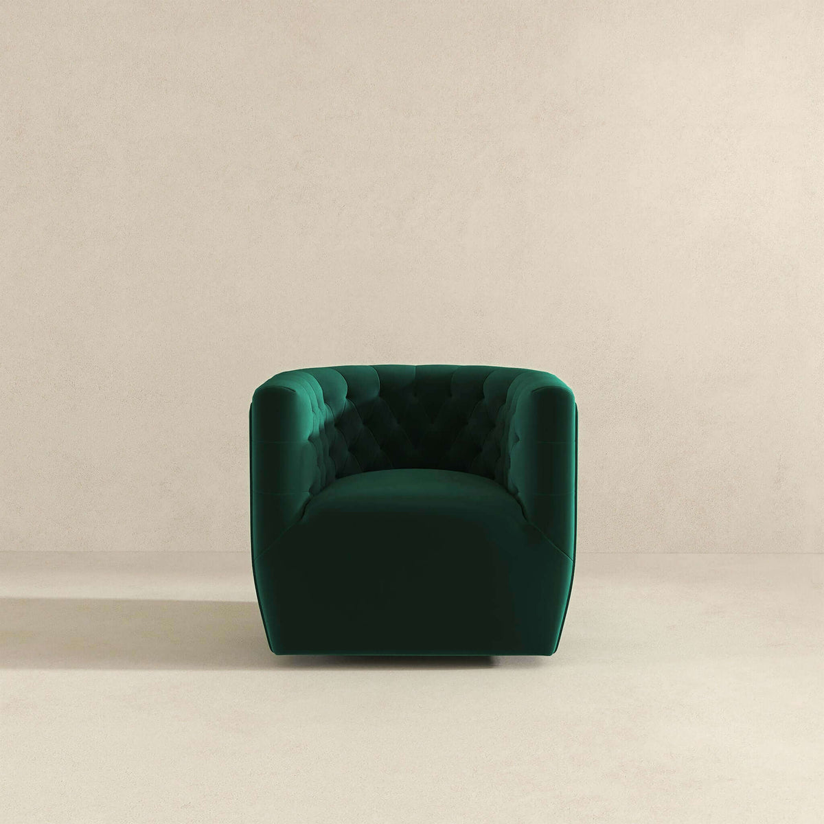 THE FURNITURE CO. Swivel Chair Plush Green Velvet Swivel Chair for Elegant Living Spaces