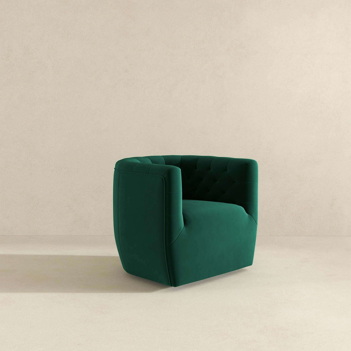 THE FURNITURE CO. Swivel Chair Plush Green Velvet Swivel Chair for Elegant Living Spaces