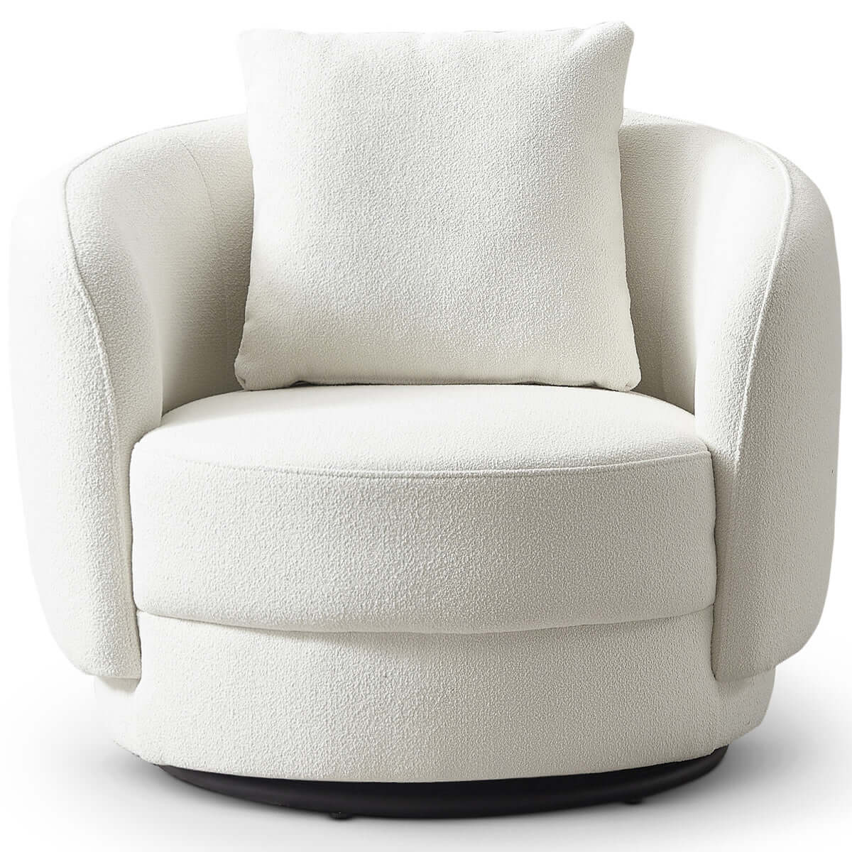 THE FURNITURE CO. Swivel Chair Plush Grey Boucle Lounge Chair for Stylish Living Spaces