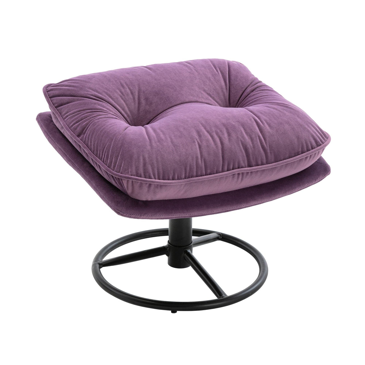 THE FURNITURE CO. Swivel Chair Purple Velvet Upholstered Chair with Ottoman