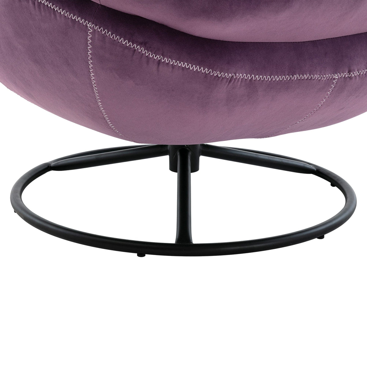 THE FURNITURE CO. Swivel Chair Purple Velvet Upholstered Chair with Ottoman