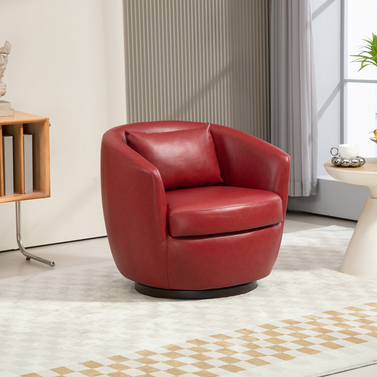 THE FURNITURE CO. Swivel Chair Red Upholstered Swivel Accent Chair