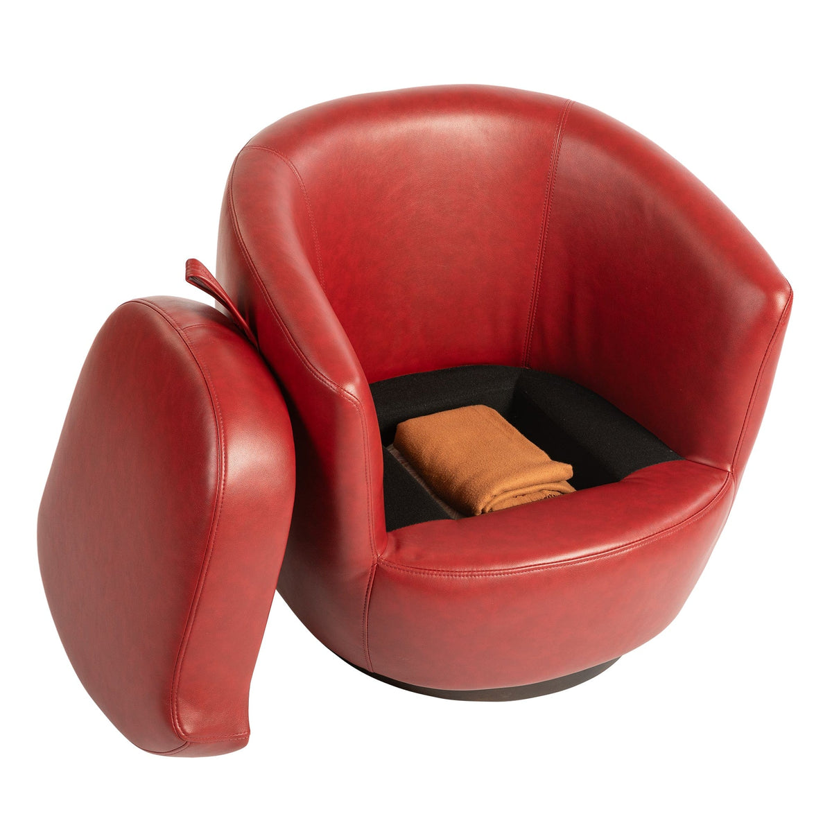 THE FURNITURE CO. Swivel Chair Red Upholstered Swivel Accent Chair