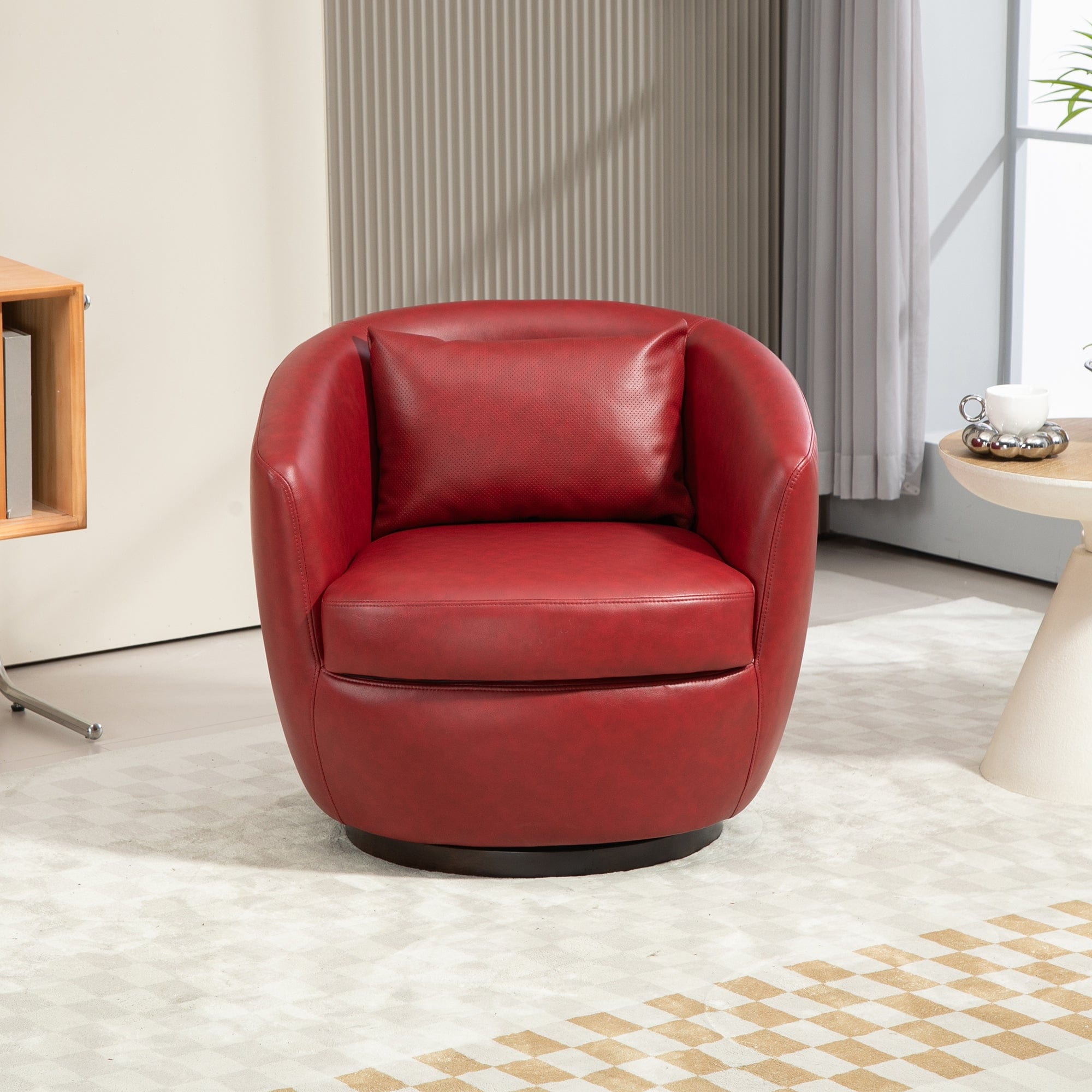 THE FURNITURE CO. Swivel Chair Red Upholstered Swivel Accent Chair