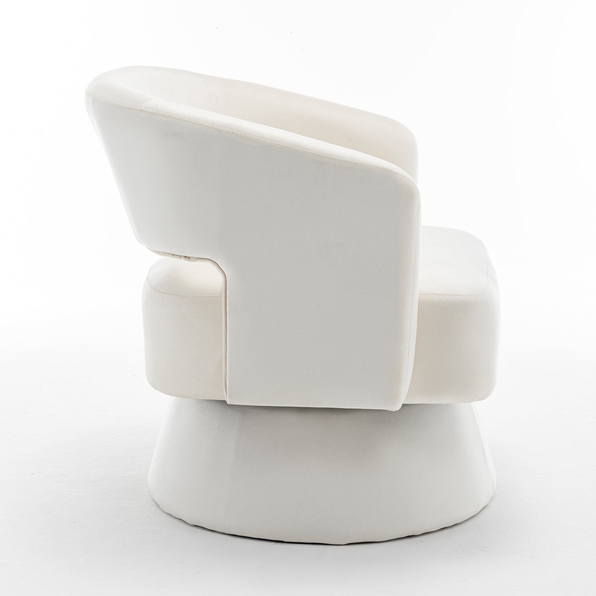 THE FURNITURE CO. Swivel Chair Swivel Barrel Accent Chair In White Velvet