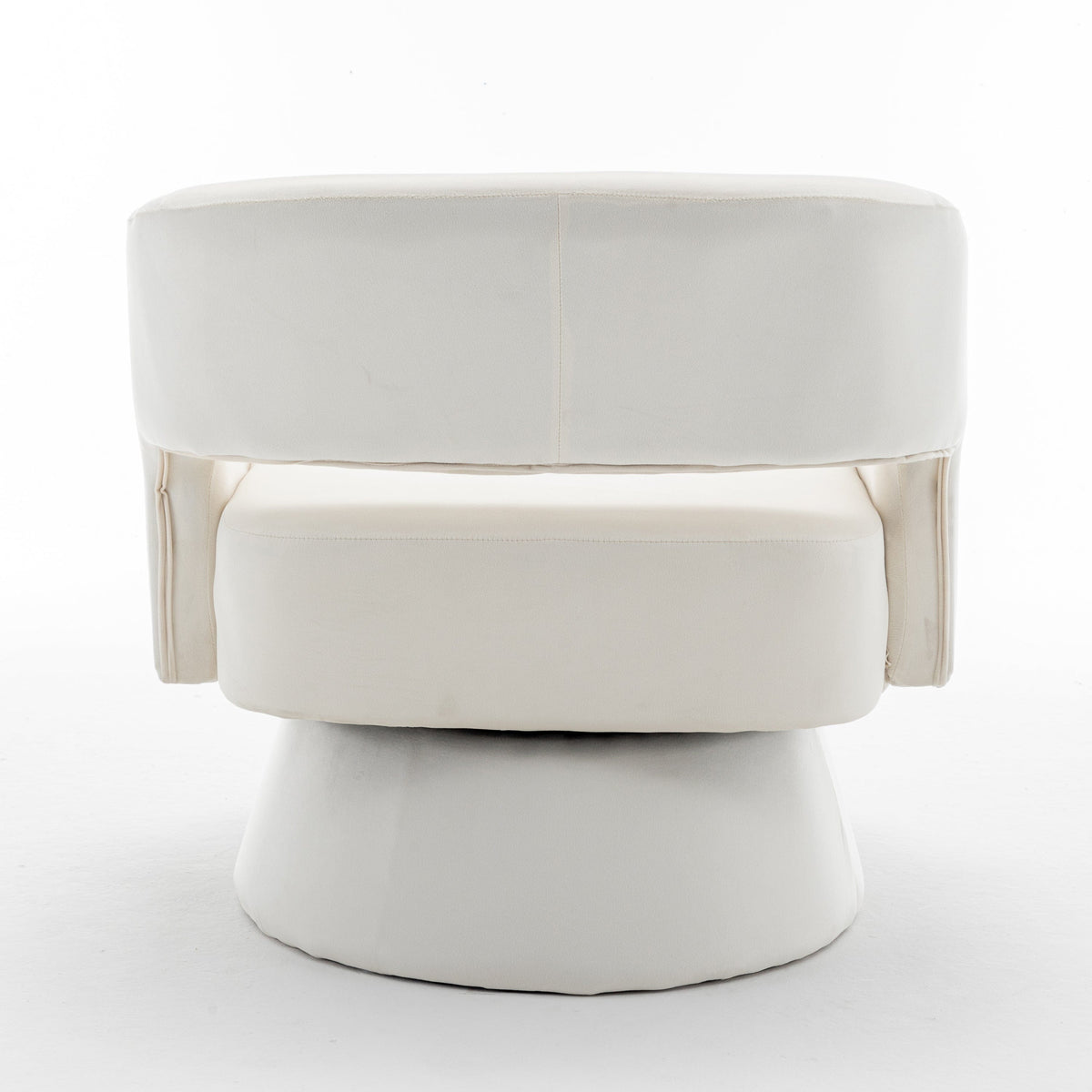 THE FURNITURE CO. Swivel Chair Swivel Barrel Accent Chair In White Velvet