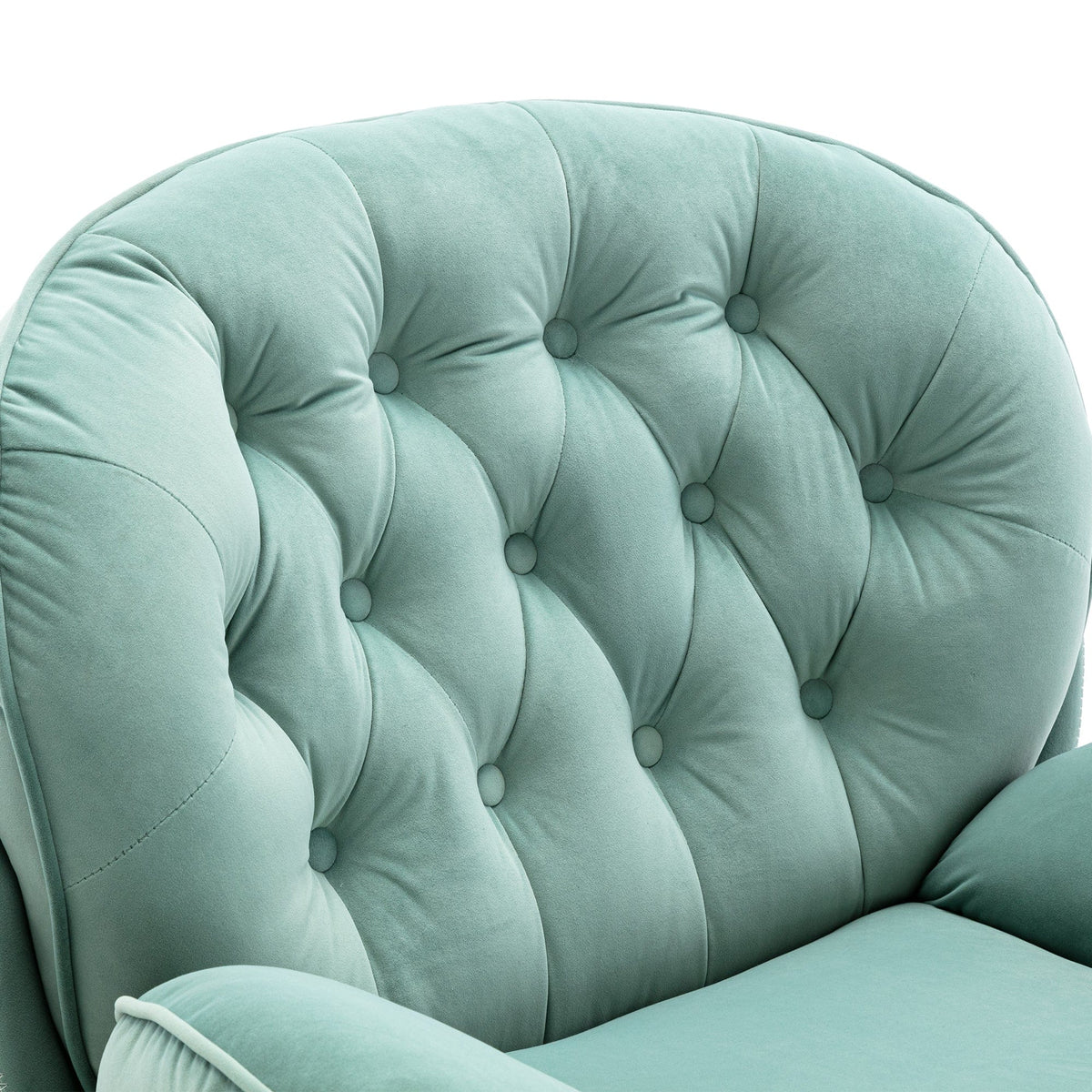 THE FURNITURE CO. Swivel Chair Teal Velvet Accent Chair with Ottoman