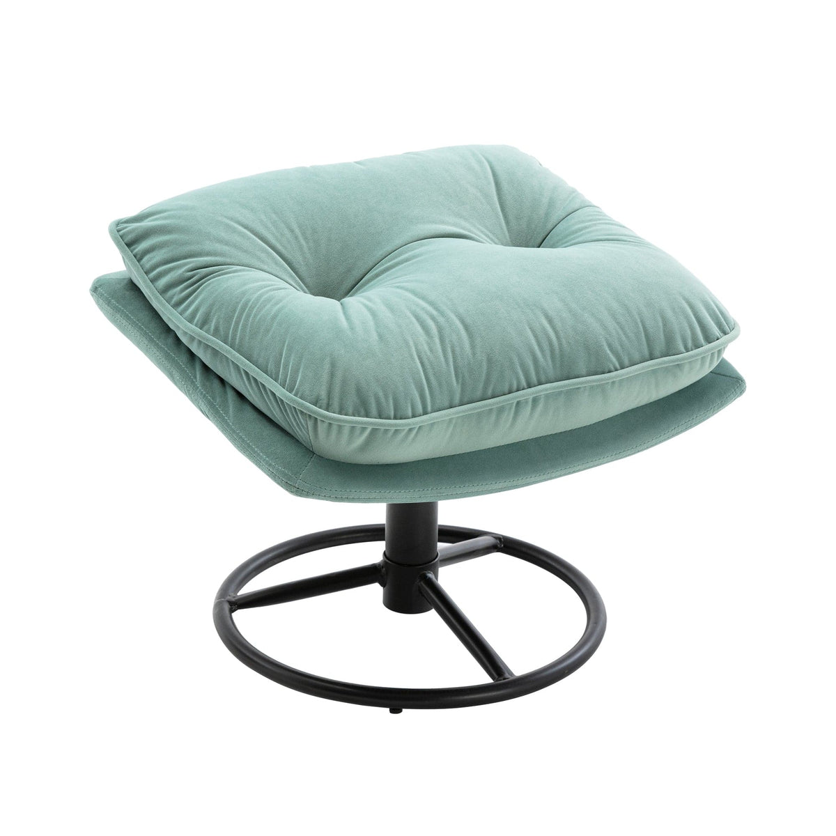 THE FURNITURE CO. Swivel Chair Teal Velvet Accent Chair with Ottoman