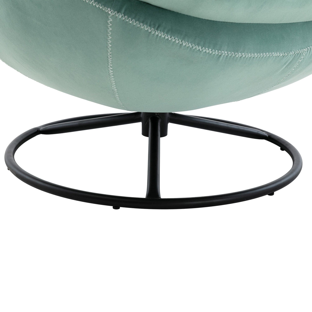 THE FURNITURE CO. Swivel Chair Teal Velvet Accent Chair with Ottoman