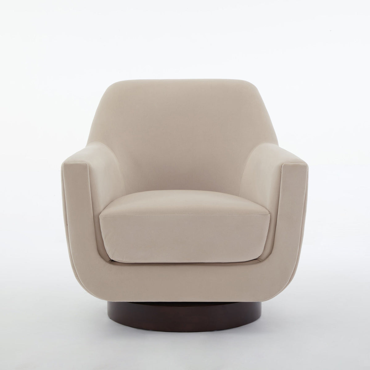 THE FURNITURE CO. Swivel Chair U-shaped Beige Velvet 360° Swivel Accent Chair