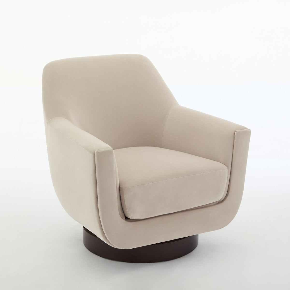 THE FURNITURE CO. Swivel Chair U-shaped Beige Velvet 360° Swivel Accent Chair