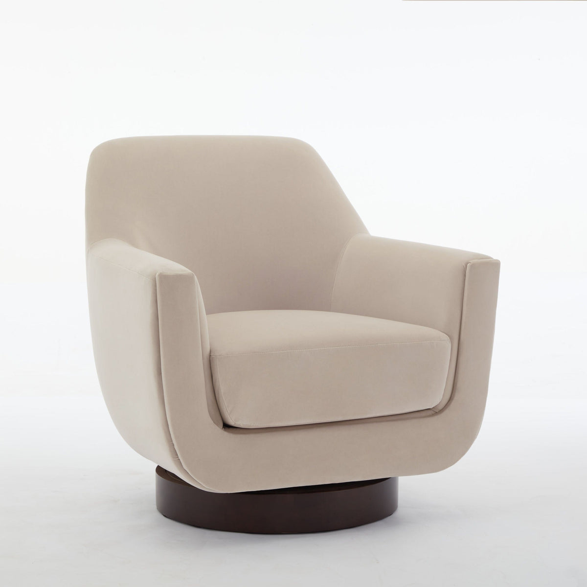 THE FURNITURE CO. Swivel Chair U-shaped Beige Velvet 360° Swivel Accent Chair