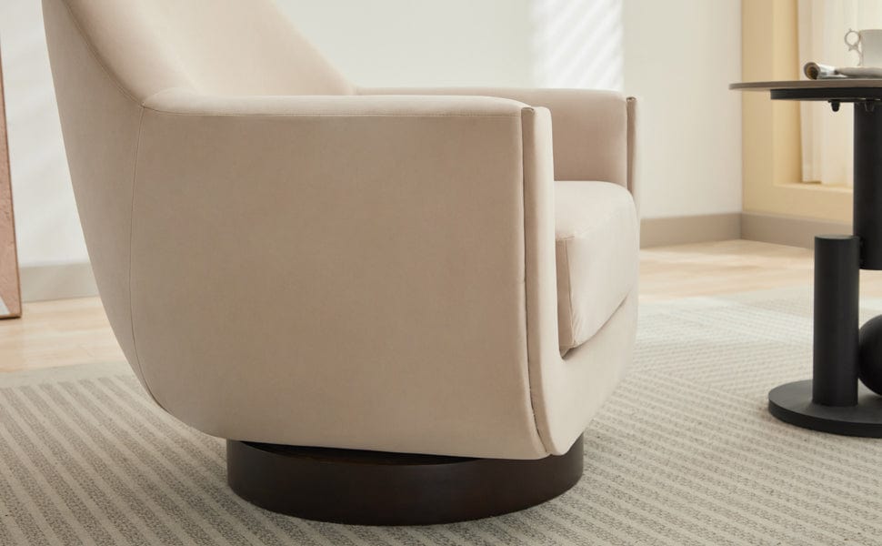 THE FURNITURE CO. Swivel Chair U-shaped Beige Velvet 360° Swivel Accent Chair