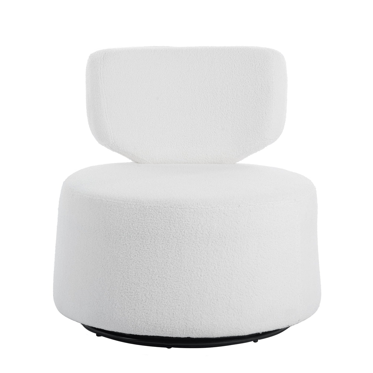 THE FURNITURE CO. Swivel Chair White Plush 360-Degree Rotating Chair