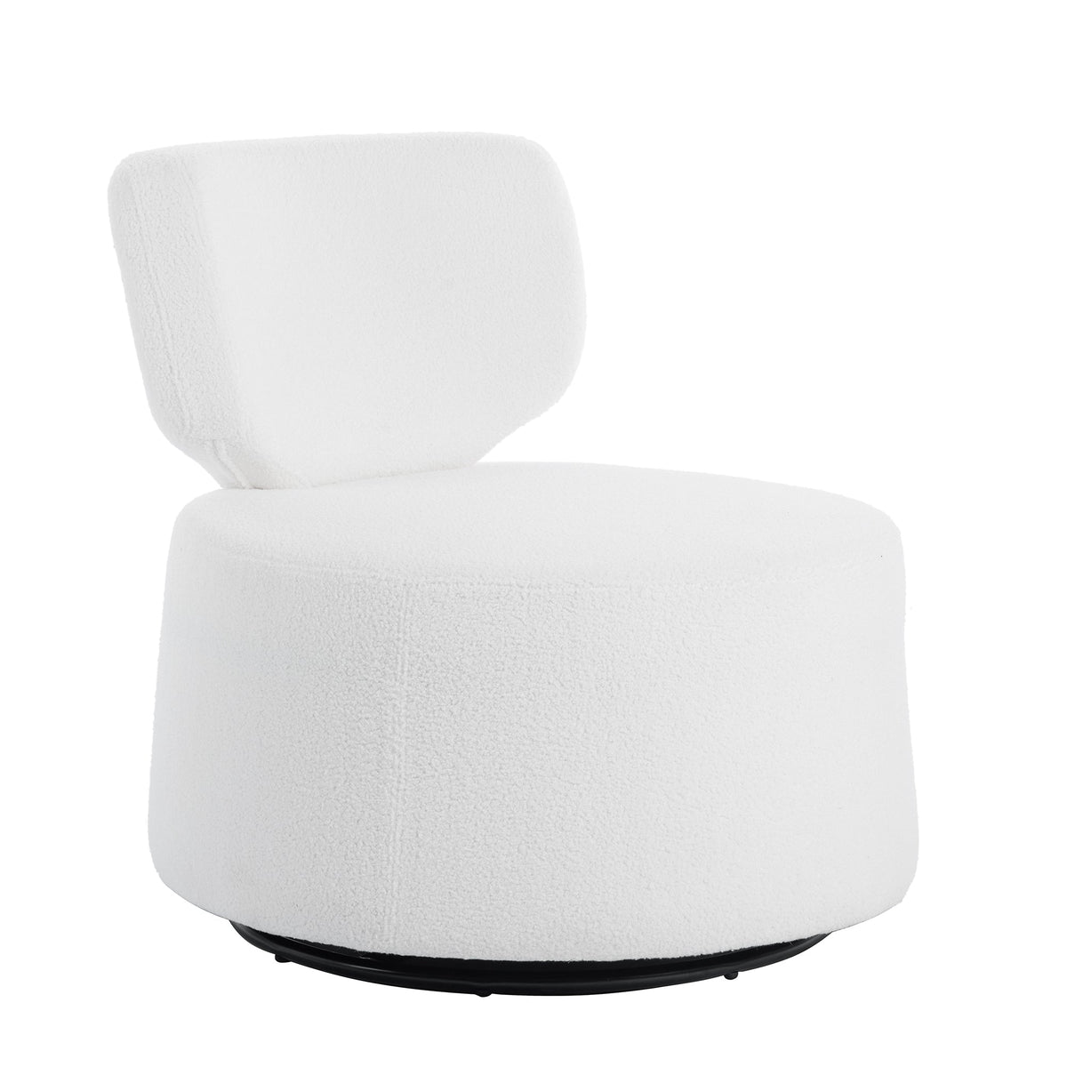 THE FURNITURE CO. Swivel Chair White Plush 360-Degree Rotating Chair