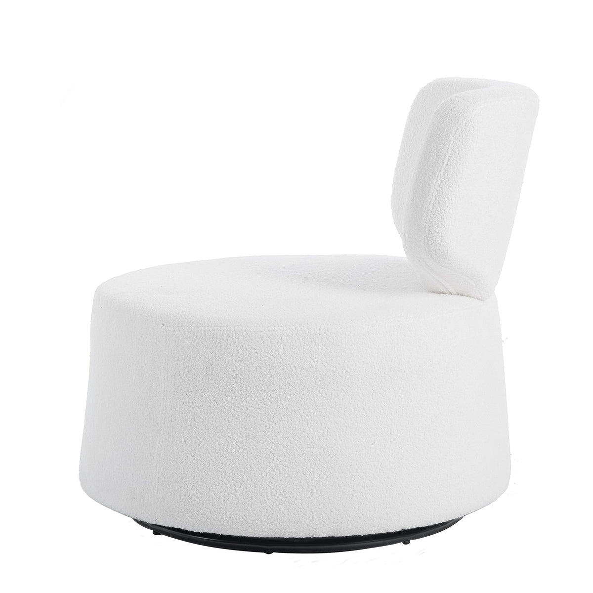 THE FURNITURE CO. Swivel Chair White Plush 360-Degree Rotating Chair