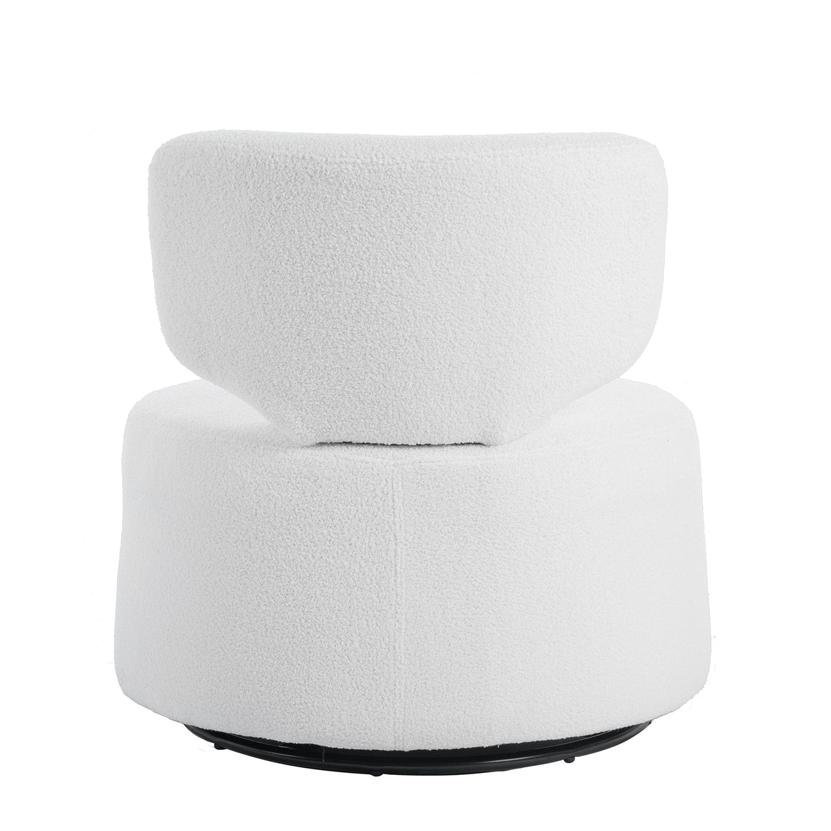 THE FURNITURE CO. Swivel Chair White Plush 360-Degree Rotating Chair