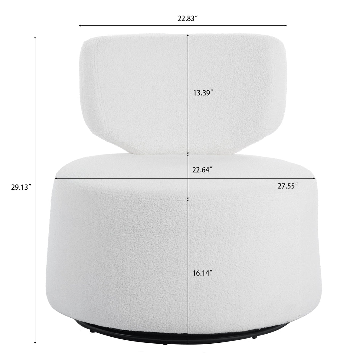 THE FURNITURE CO. Swivel Chair White Plush 360-Degree Rotating Chair