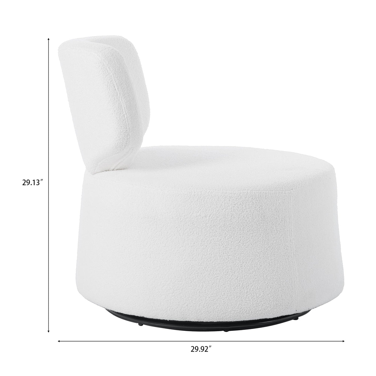 THE FURNITURE CO. Swivel Chair White Plush 360-Degree Rotating Chair