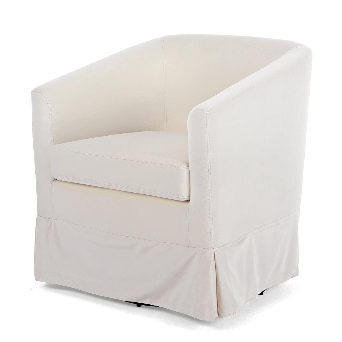 THE FURNITURE CO. Swivel Chair White Velvet Swivel Chair with 360° Rotation and Cushioned Comfort