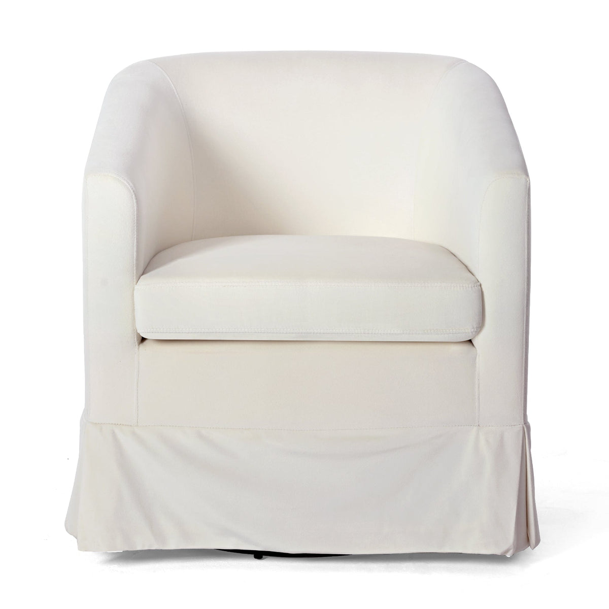 THE FURNITURE CO. Swivel Chair White Velvet Swivel Chair with 360° Rotation and Cushioned Comfort