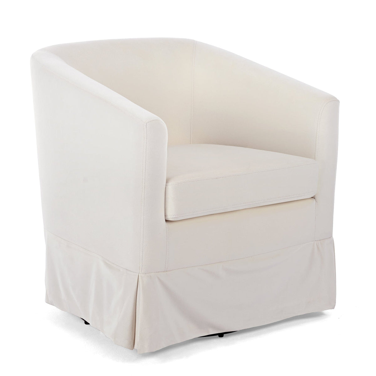 THE FURNITURE CO. Swivel Chair White Velvet Swivel Chair with 360° Rotation and Cushioned Comfort