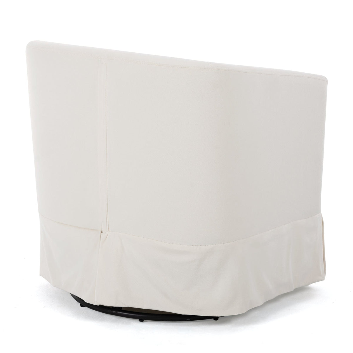 THE FURNITURE CO. Swivel Chair White Velvet Swivel Chair with 360° Rotation and Cushioned Comfort