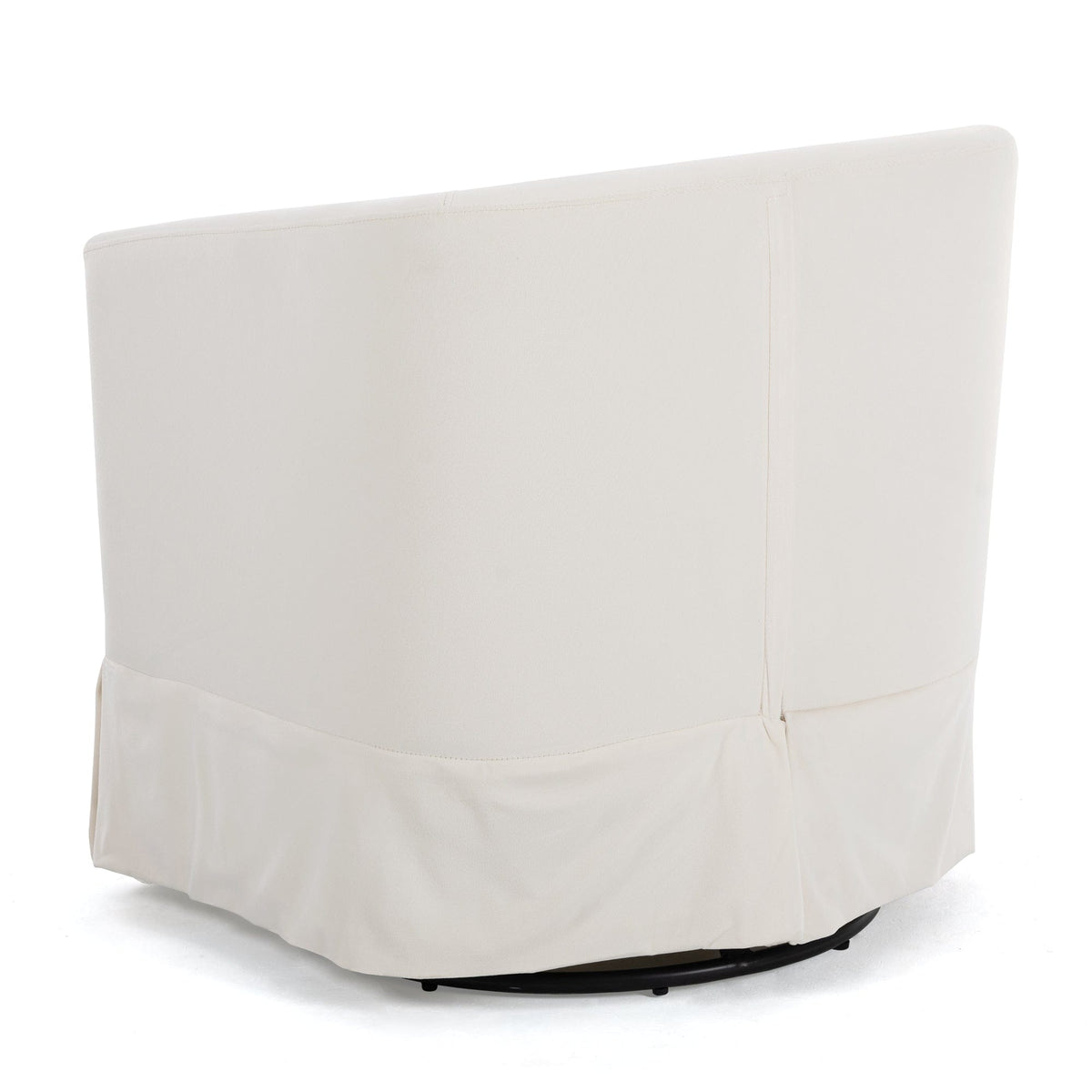 THE FURNITURE CO. Swivel Chair White Velvet Swivel Chair with 360° Rotation and Cushioned Comfort
