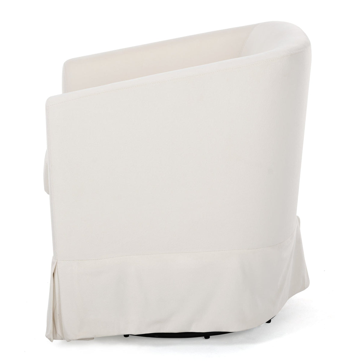 THE FURNITURE CO. Swivel Chair White Velvet Swivel Chair with 360° Rotation and Cushioned Comfort