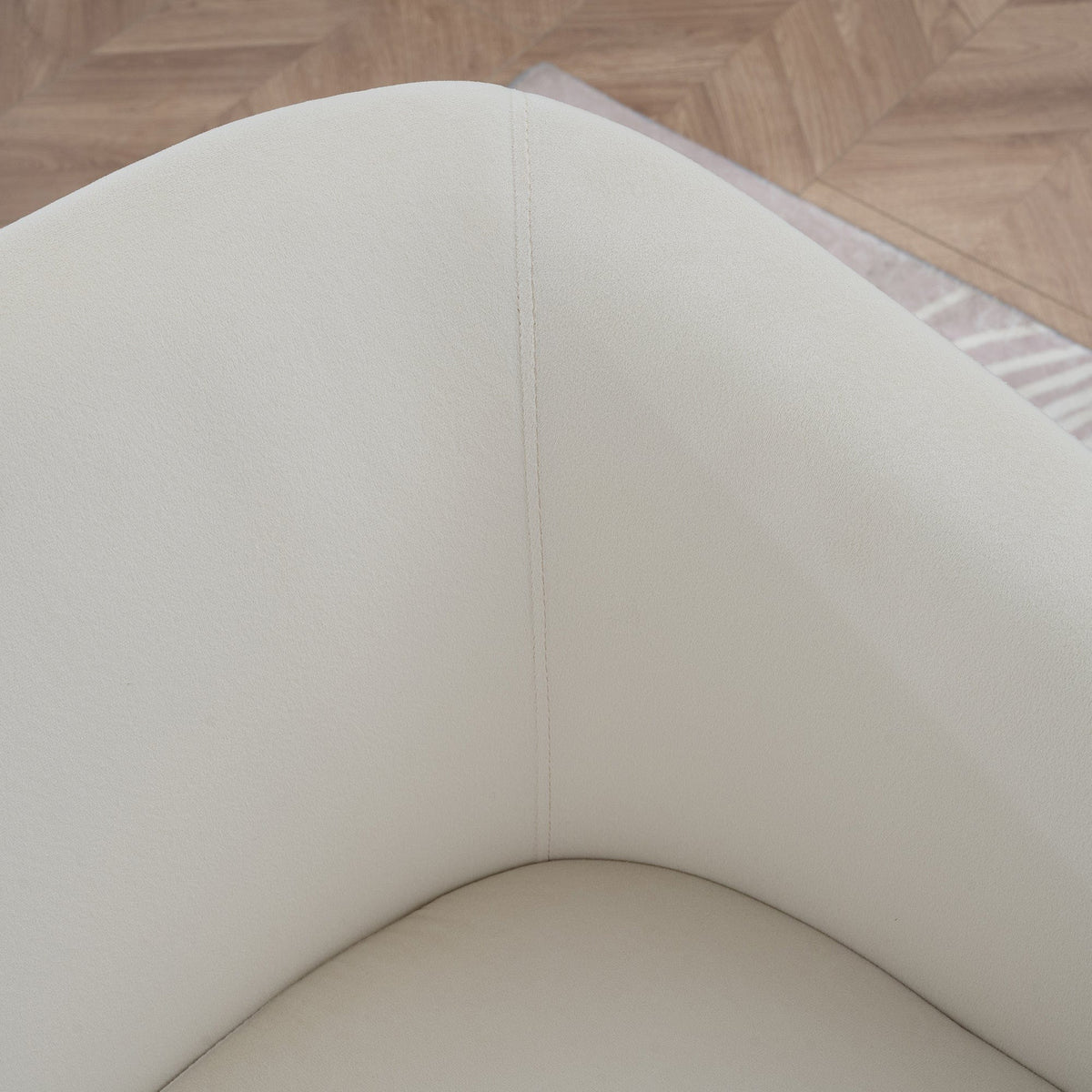 THE FURNITURE CO. Swivel Chair White Velvet Swivel Chair with 360° Rotation and Cushioned Comfort