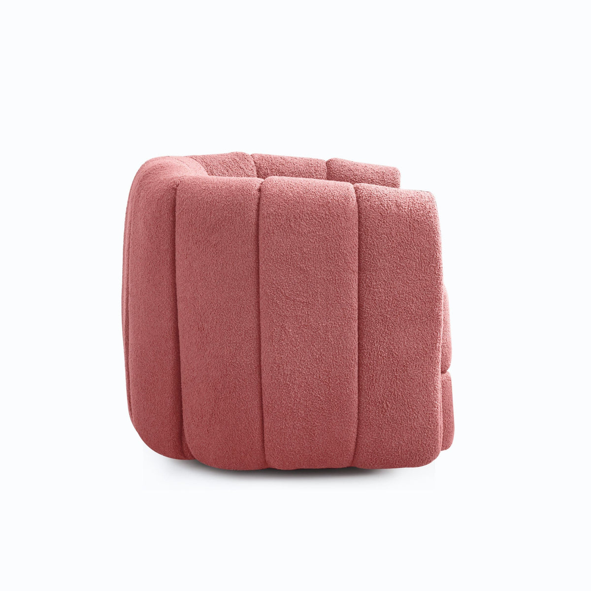 THE FURNITURE CO. Swivel Chair Wide Swivel Accent Chair Upholstered In Pink Teddy