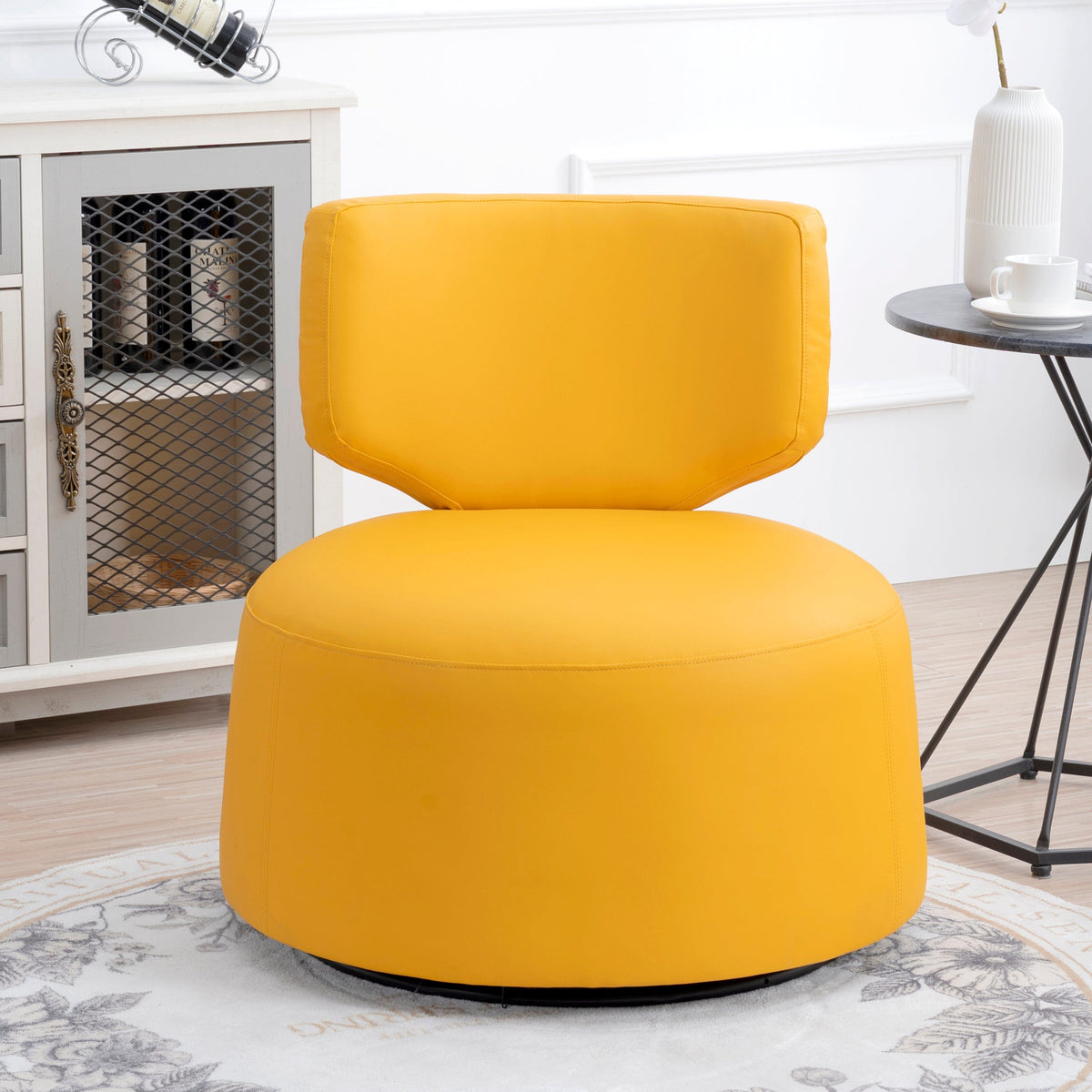THE FURNITURE CO. Swivel Chair Yellow Simple Swivel Accent Chair