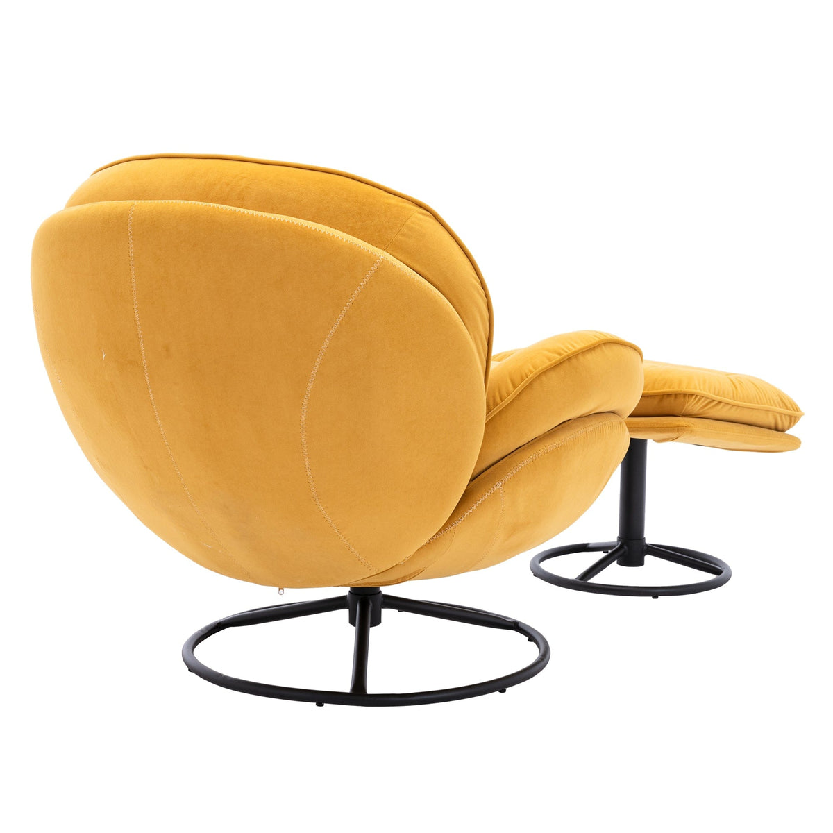 THE FURNITURE CO. Swivel Chair Yellow Velvet Swivel Accent Chair with Ottoman