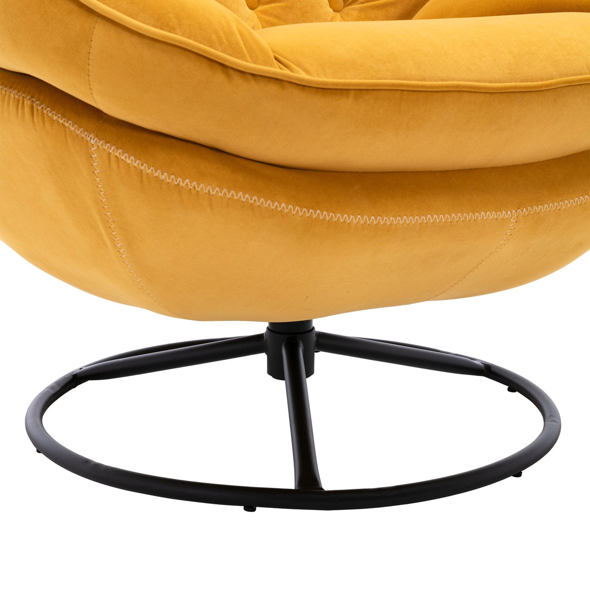 THE FURNITURE CO. Swivel Chair Yellow Velvet Swivel Accent Chair with Ottoman